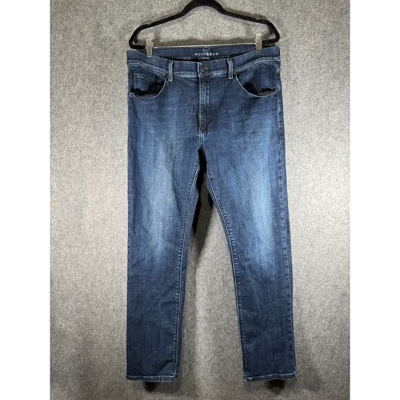 Mott & Bow Jeans Mens 38x30 Slim Straight Blue Dark Stretch Denim Casual - Picture 1 of 10